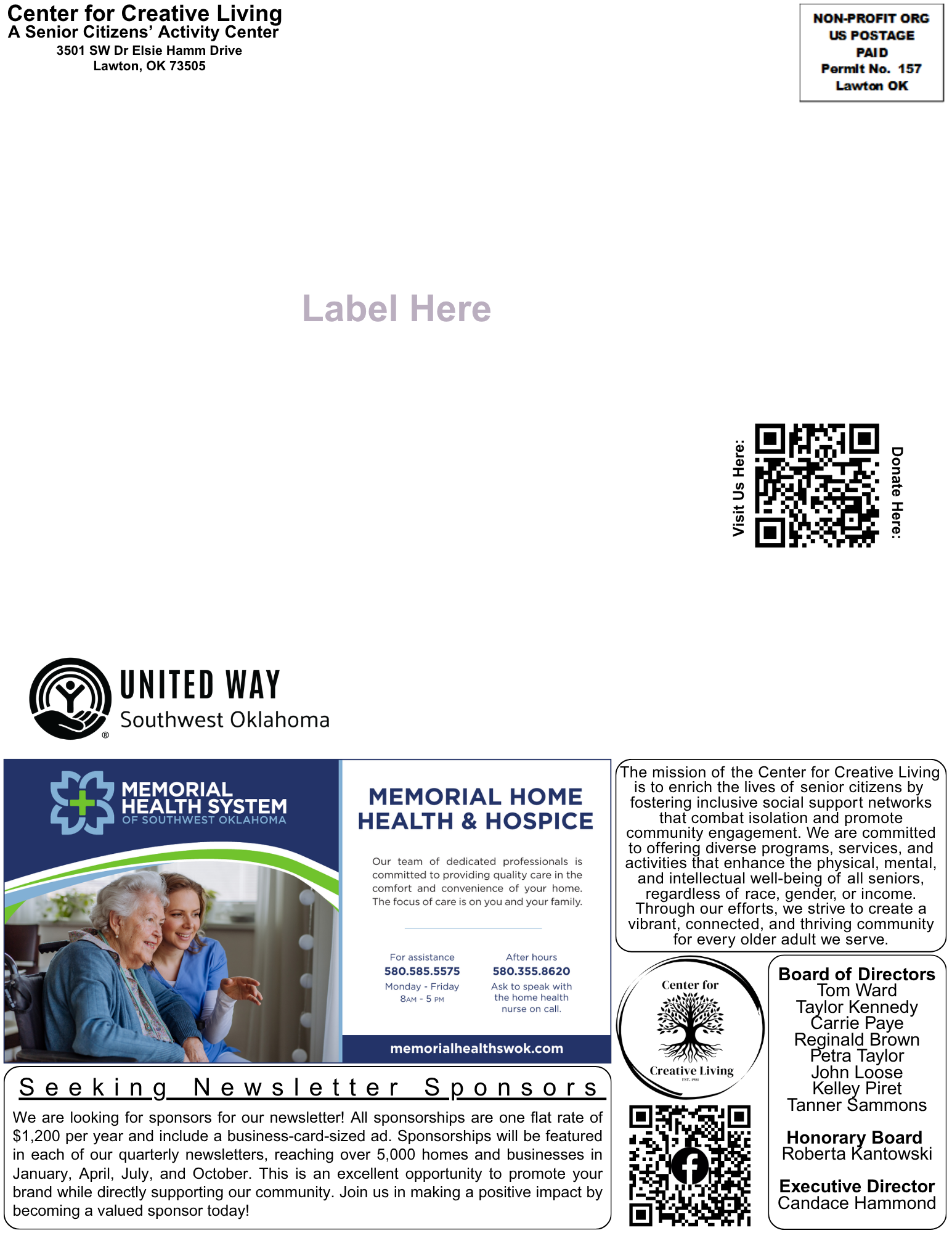 Current CCL newsletter back cover