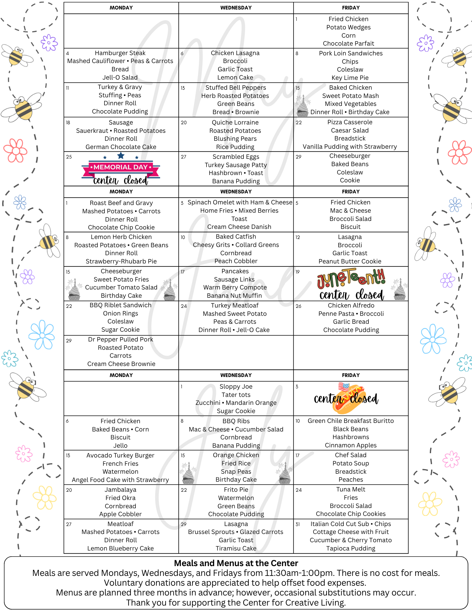 Current CCL newsletter insert reverse