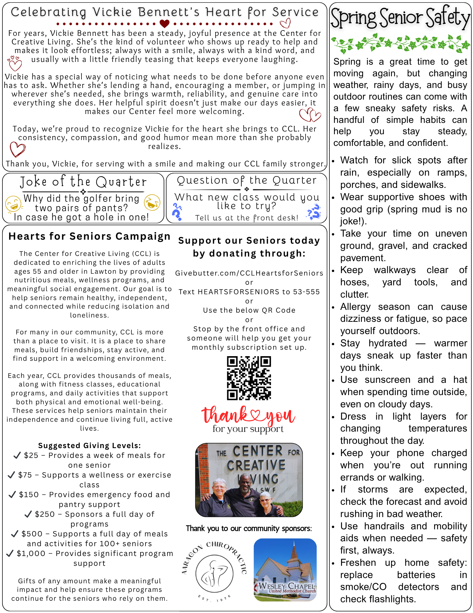 Current CCL newsletter inside page